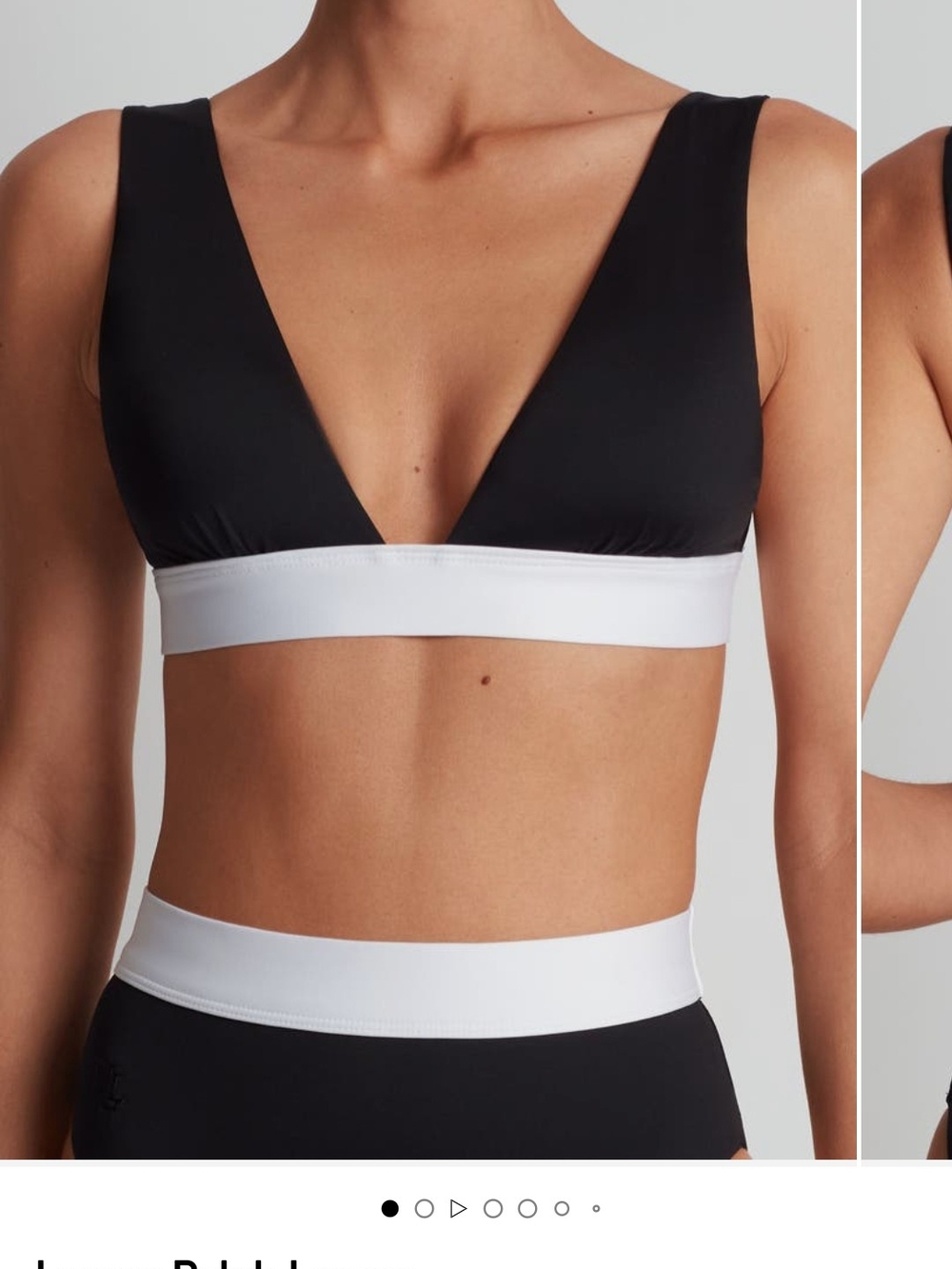 Ralph Lauren Black & White V-Neck Bralette with Contrast Band